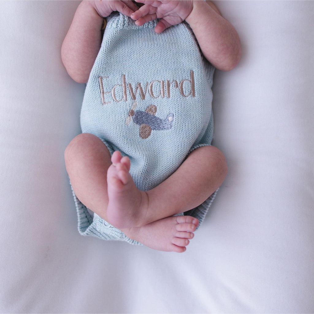 Heirloom 100% Cotton Airplane Romper - itty Bitty Keepsake