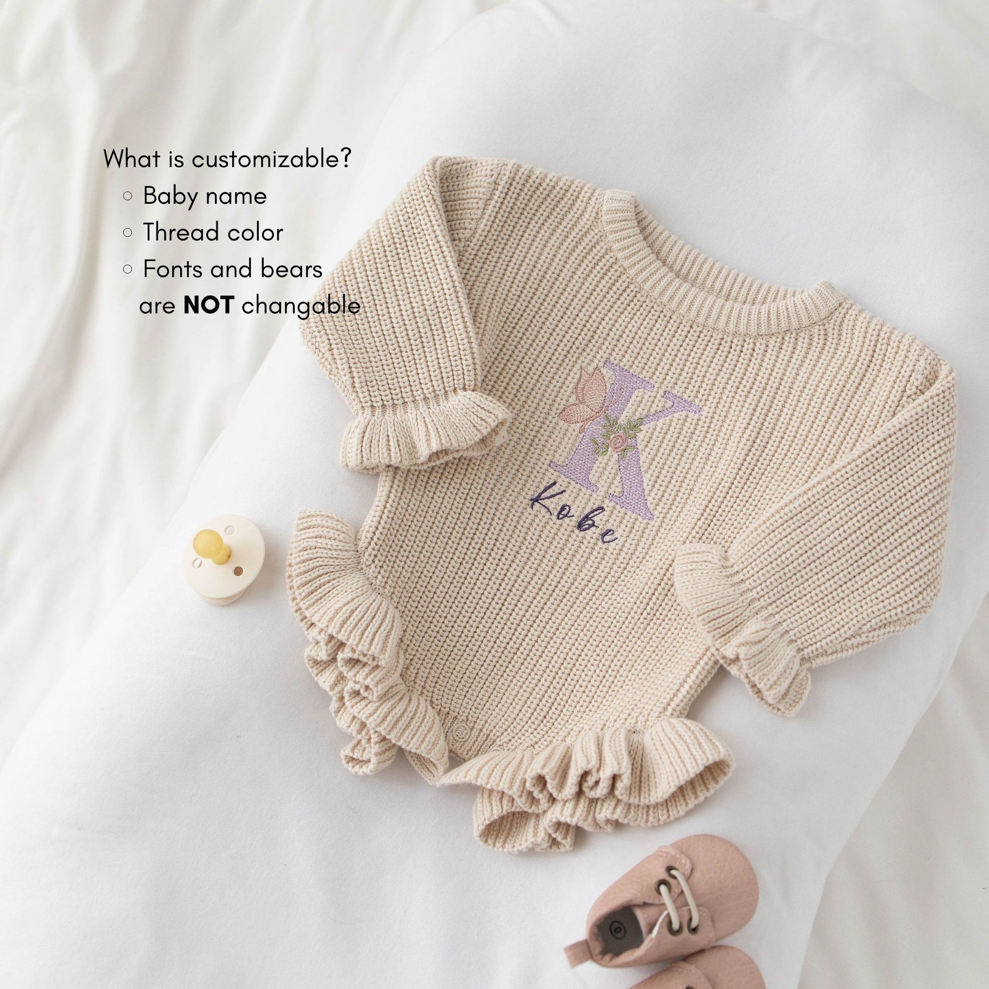 Heirloom 100% Cotton Butterfly Romper - Beige