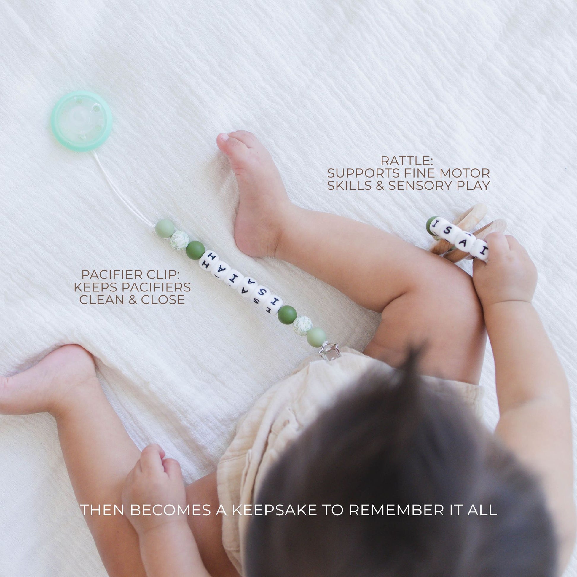 Pacifier Clips & Rattle - itty Bitty Keepsake