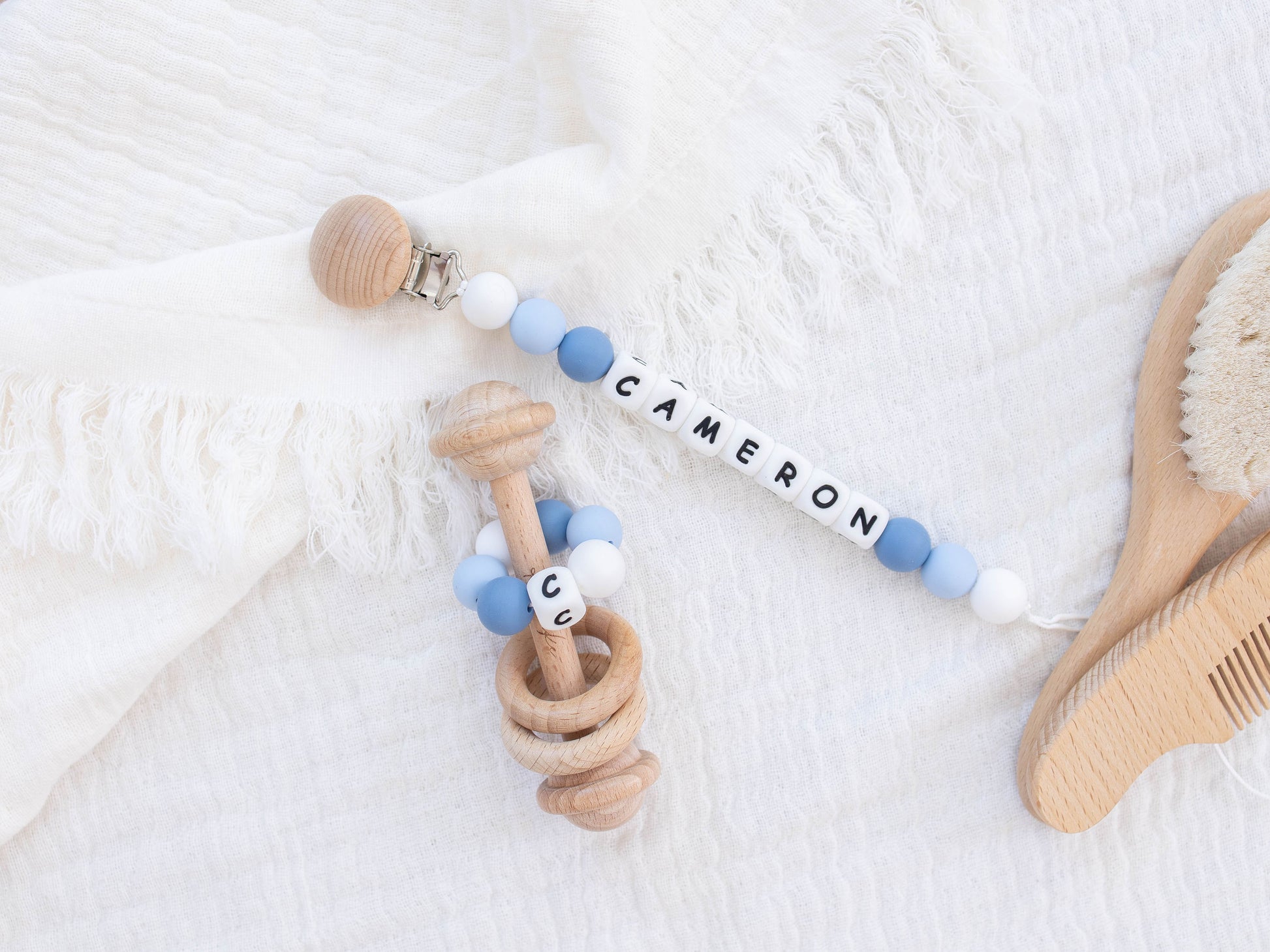 Pacifier Clip & Matching Rattle - itty Bitty Keepsake