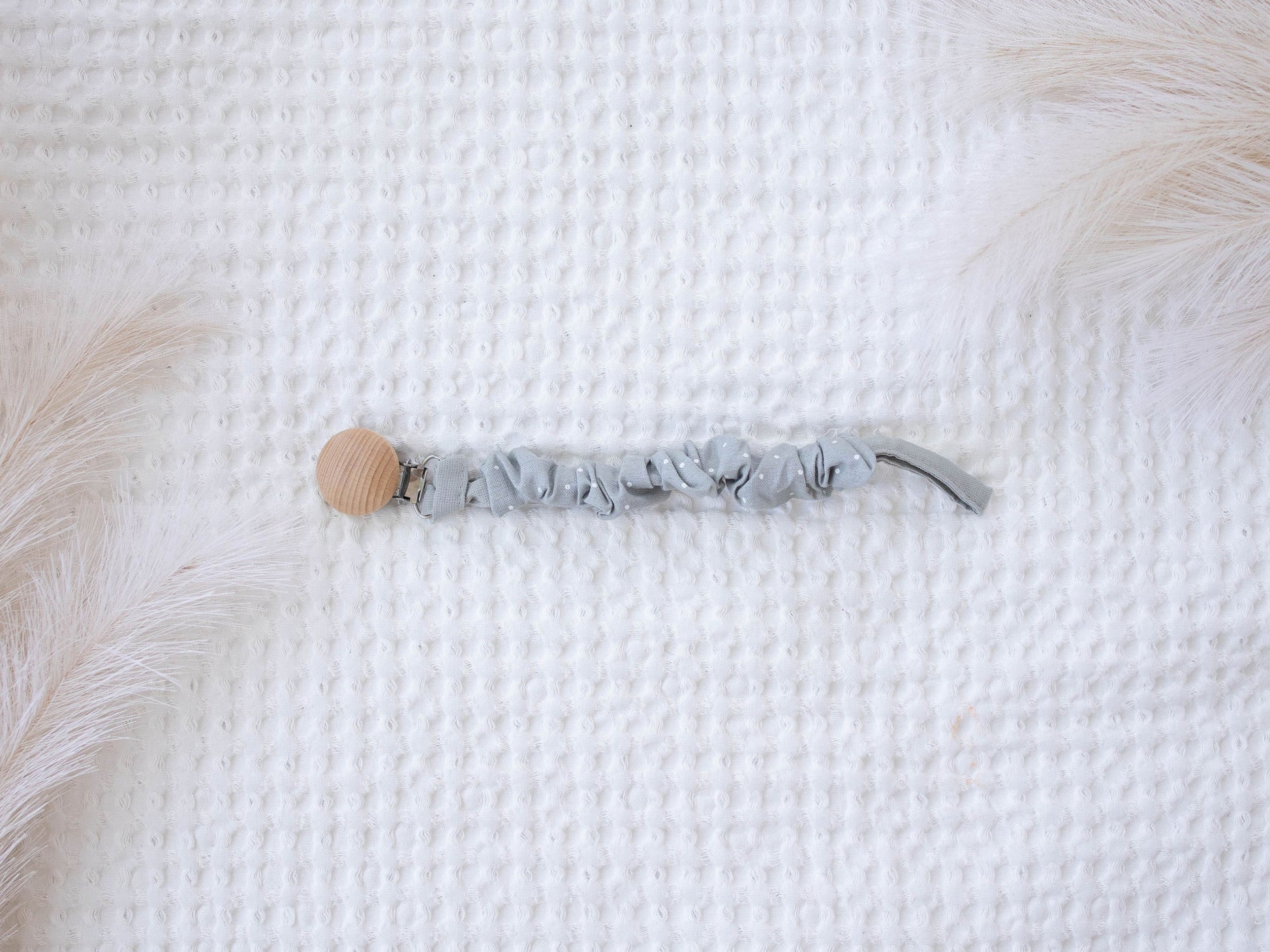 Pebble Gray Fabric Pacifier Clip - itty Bitty Keepsake