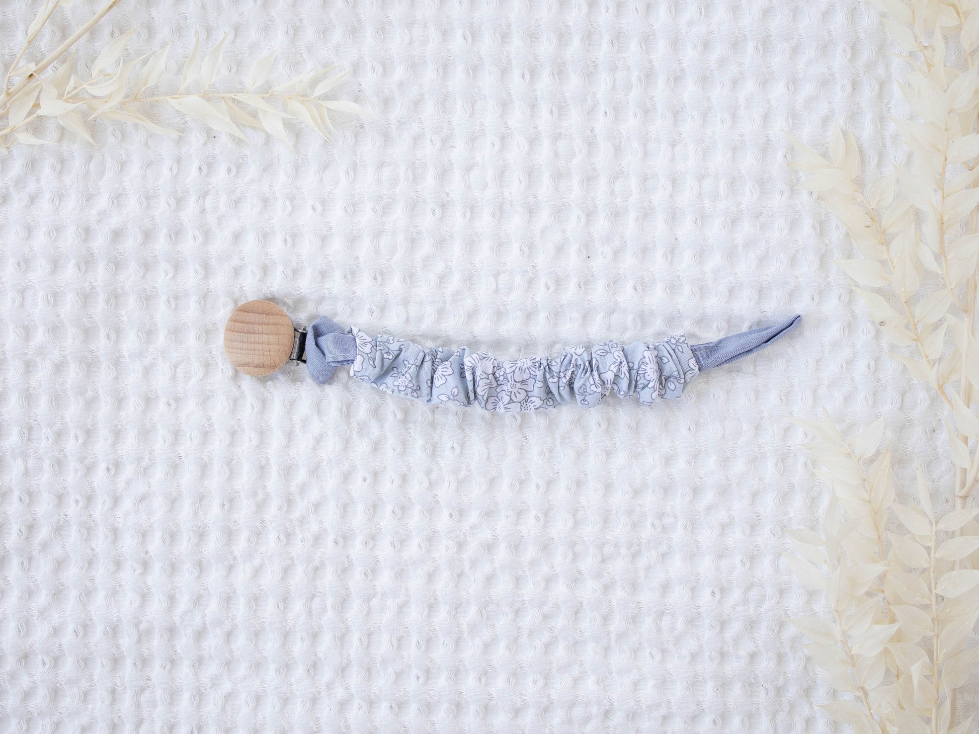 Blue Garden Fabric Pacifier Clip - itty Bitty Keepsake