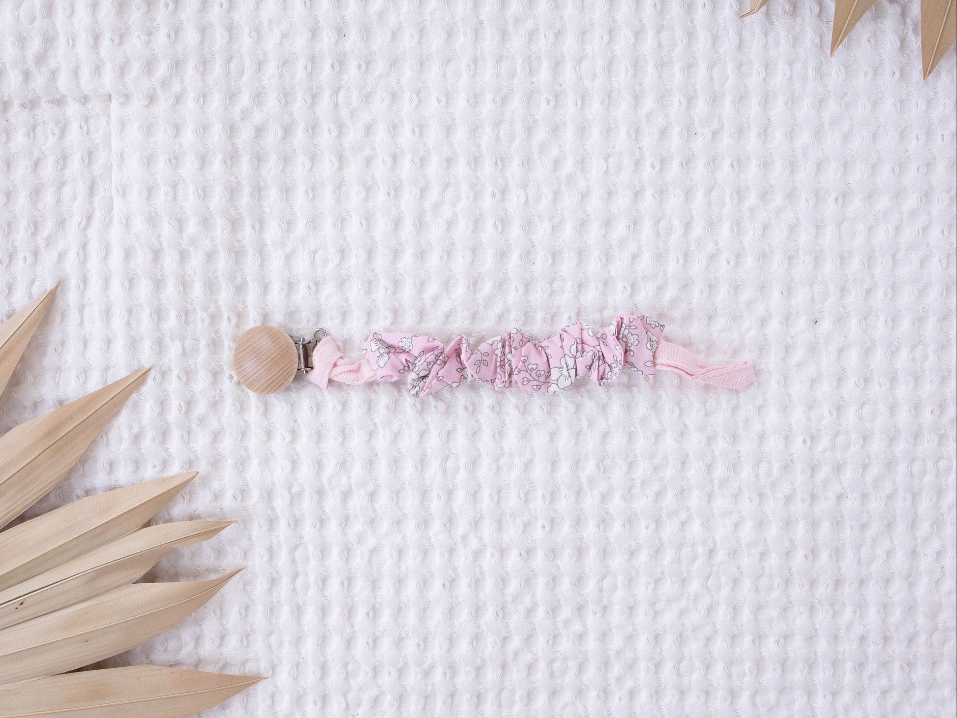 Floral Blush Fabric Pacifier Clip - itty Bitty Keepsake