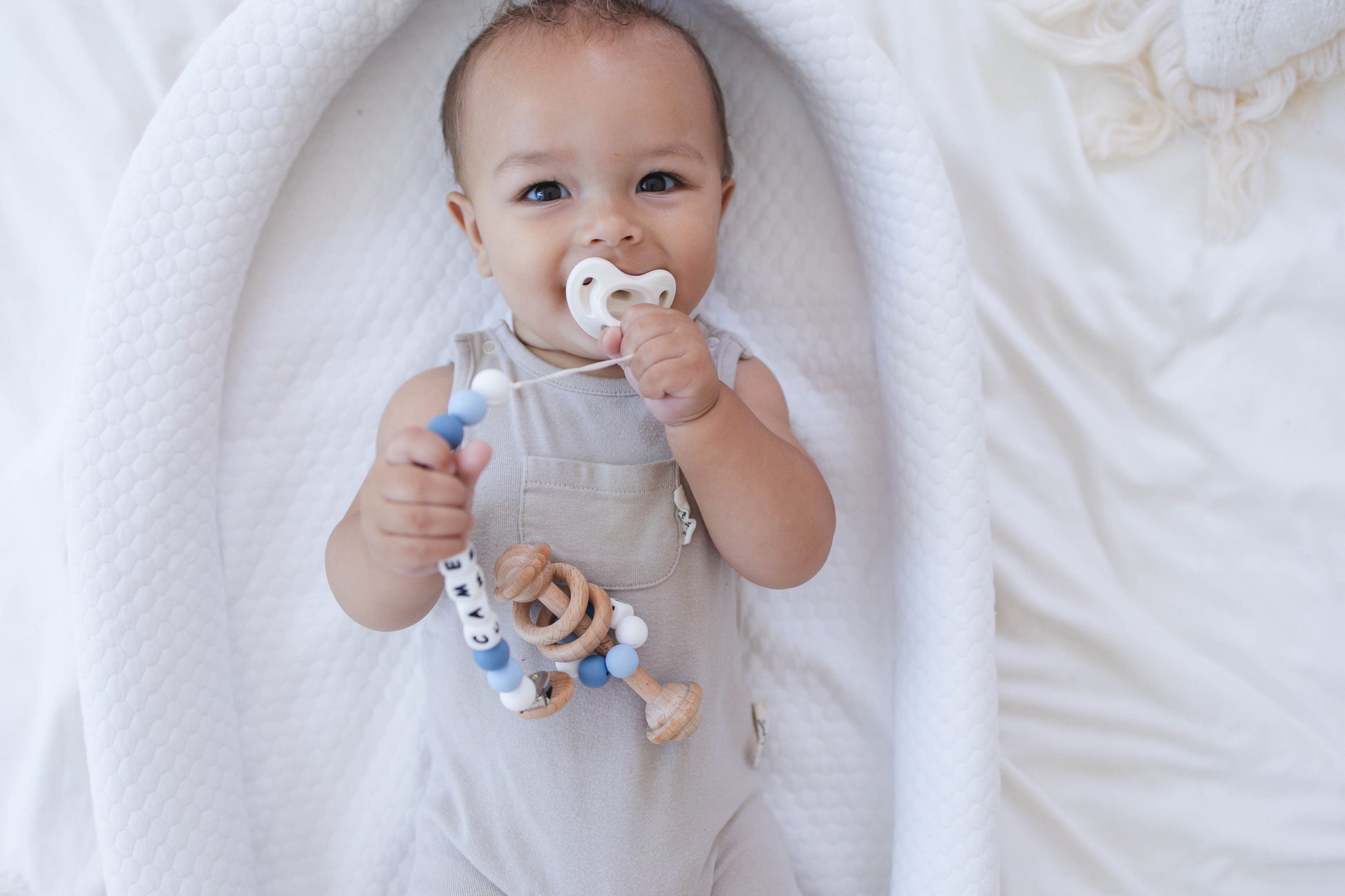 Pacifier Clip & Matching Rattle - itty Bitty Keepsake