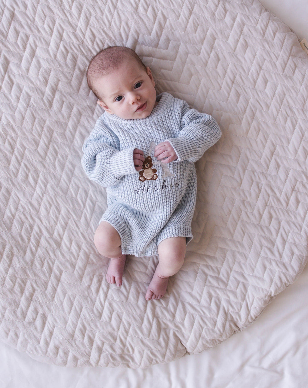 Heirloom 100% Cotton Bear Romper - Blue