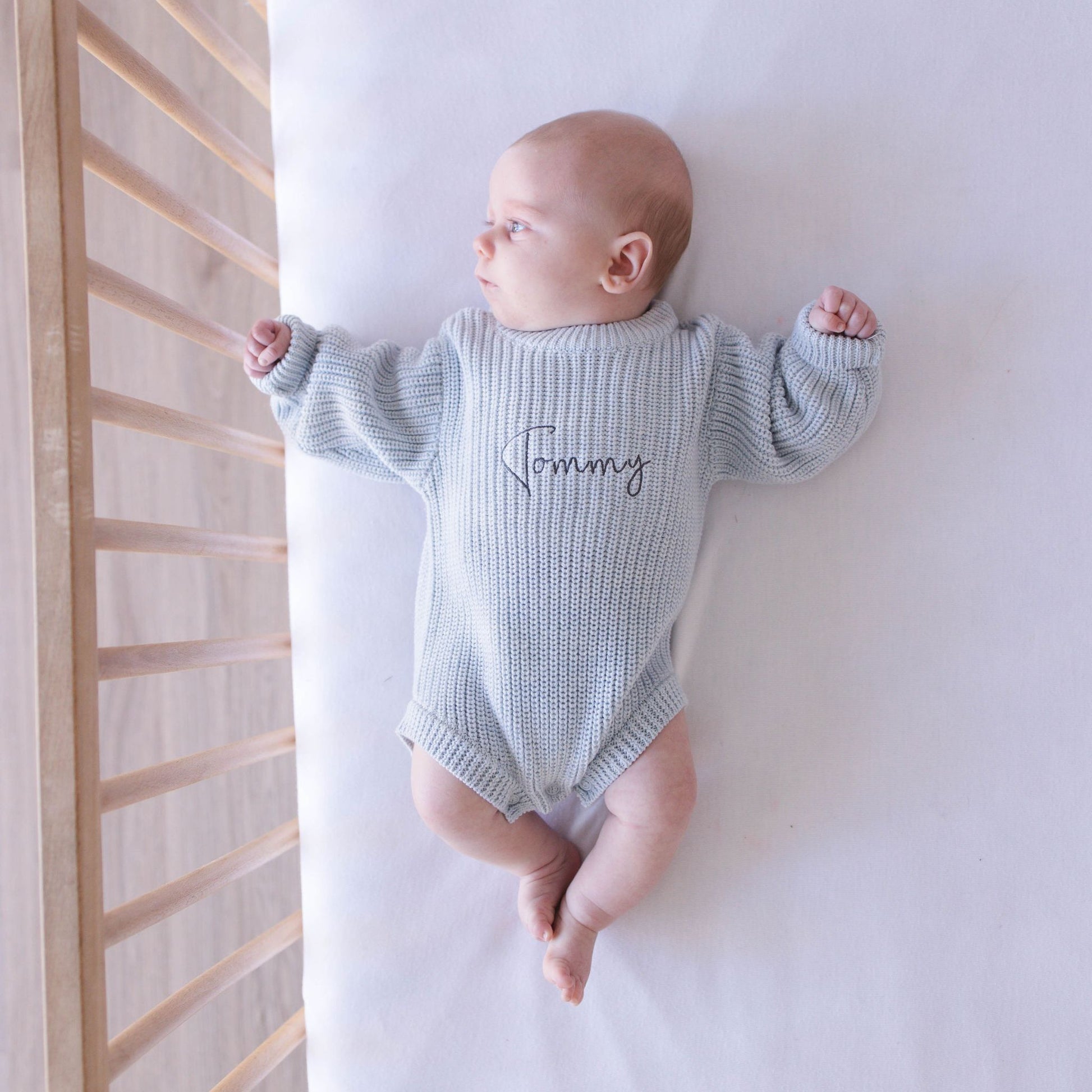 Heirloom 100% Cotton Romper - Blue - itty Bitty Keepsake