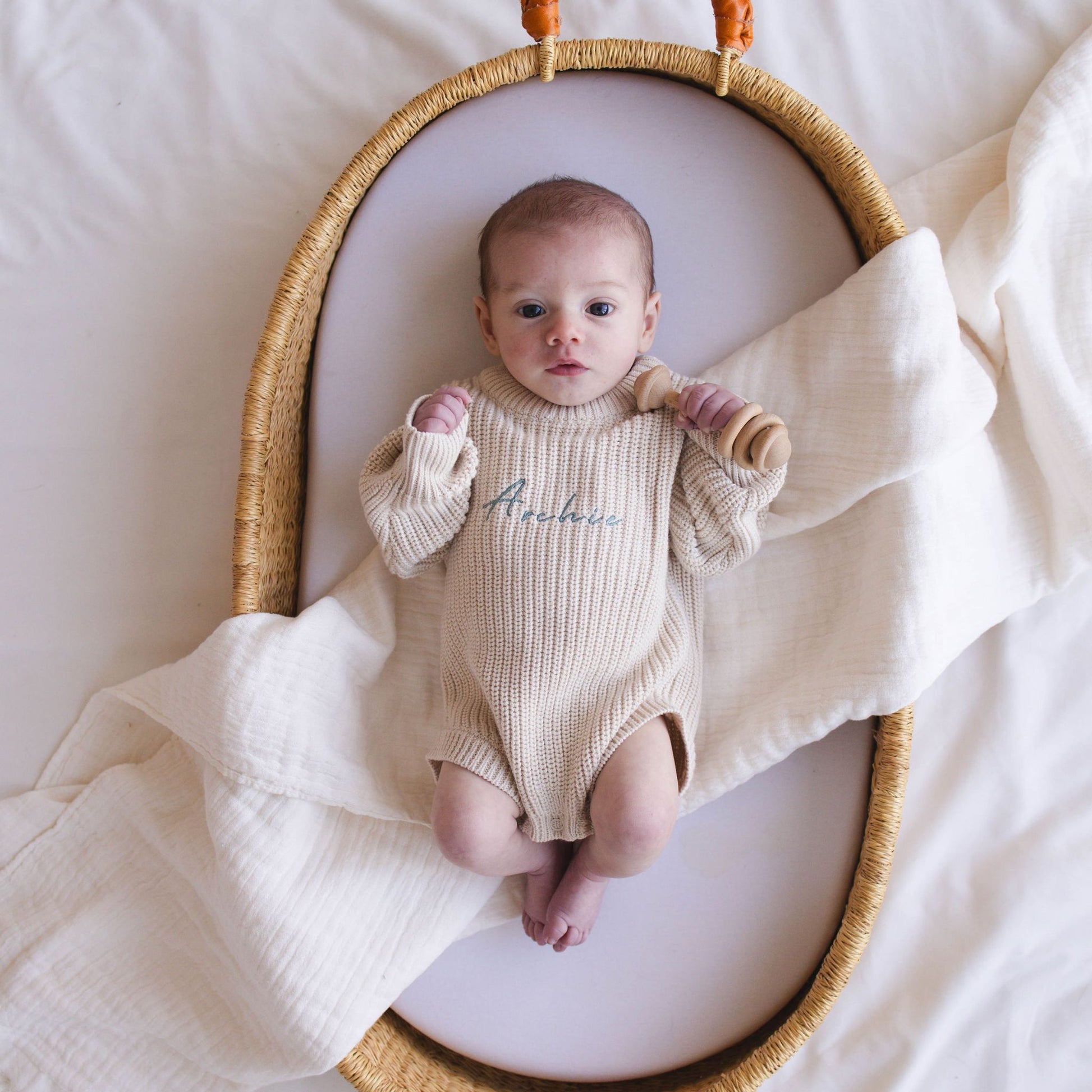 Heirloom 100% Cotton Romper - Beige - itty Bitty Keepsake