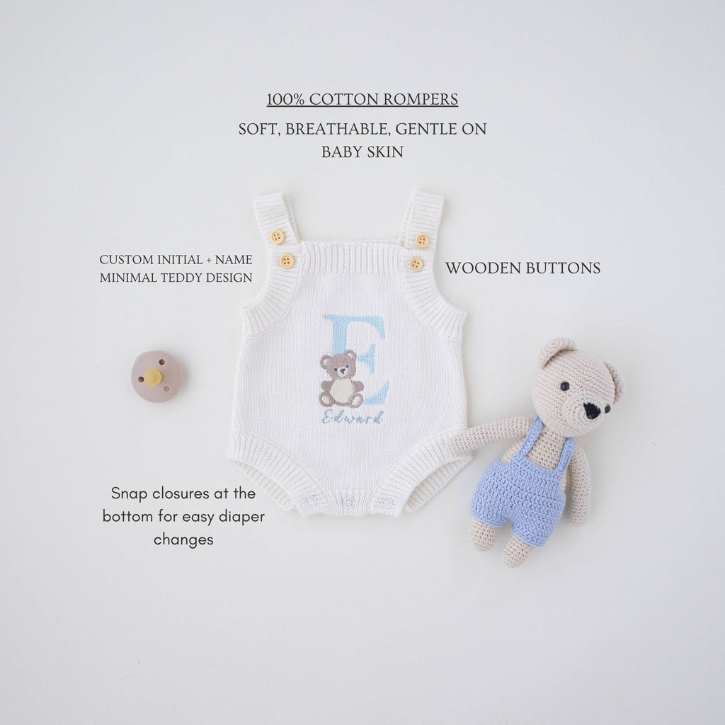Heirloom 100% Cotton Bear Romper - itty Bitty Keepsake