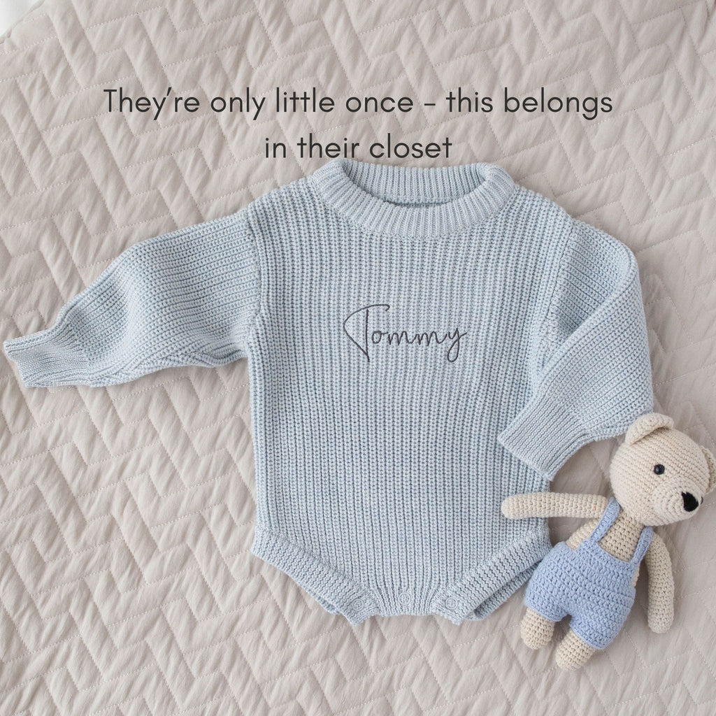 Heirloom 100% Cotton Romper - Blue - itty Bitty Keepsake