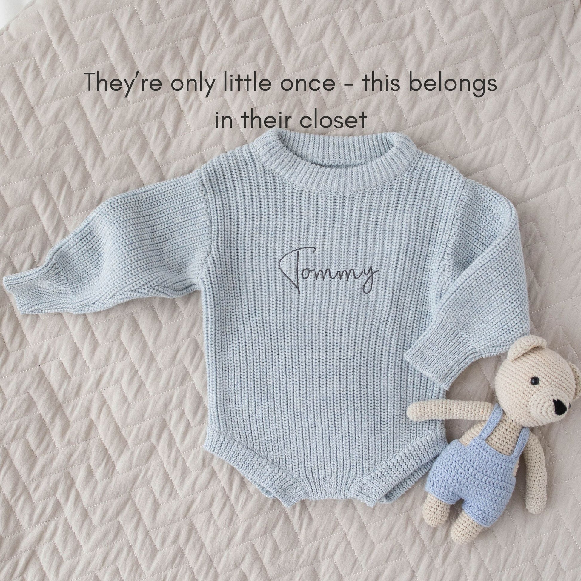 Heirloom 100% Cotton Romper - Blue - itty Bitty Keepsake