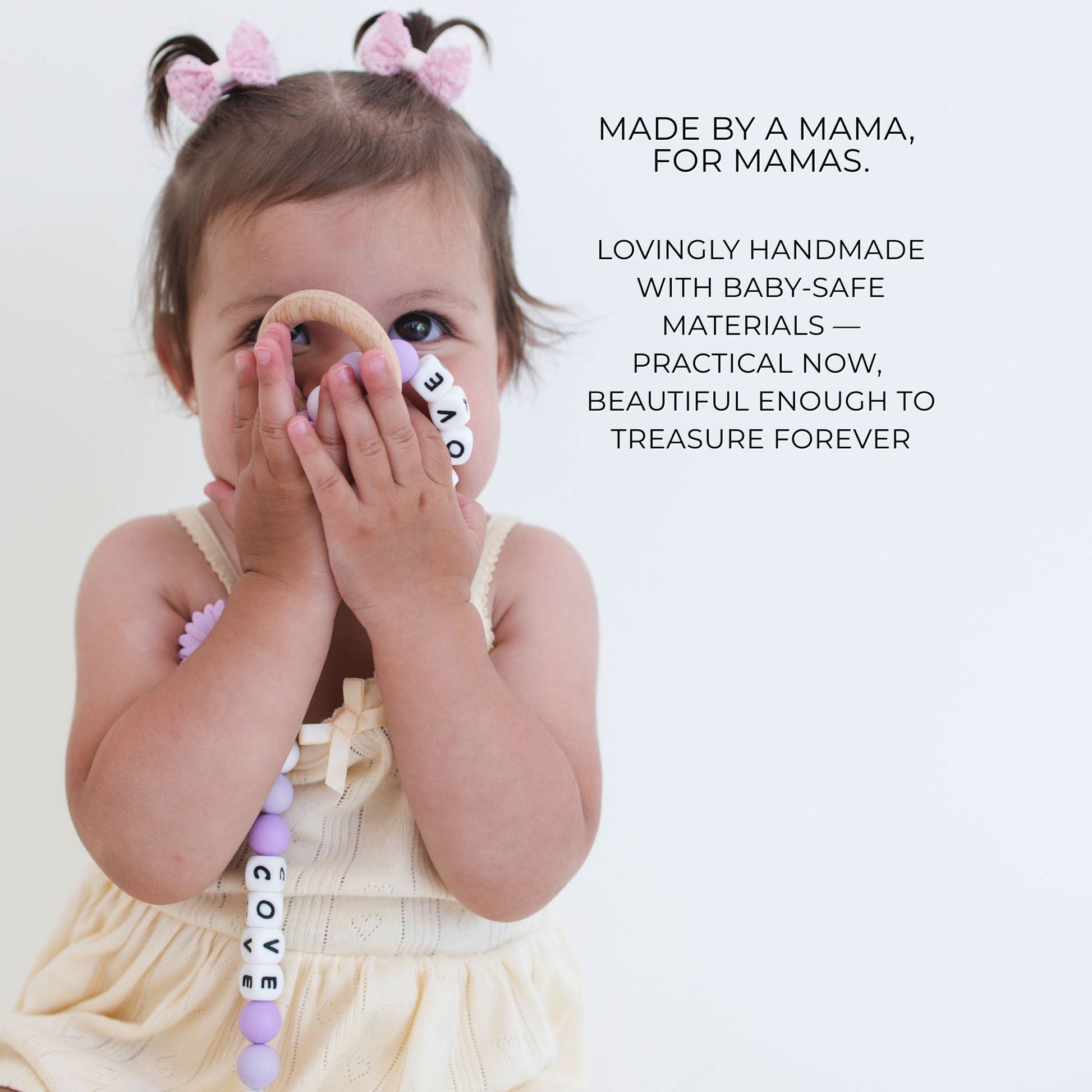 Purple flower Pacifier Clip & Matching Rattle - itty Bitty Keepsake