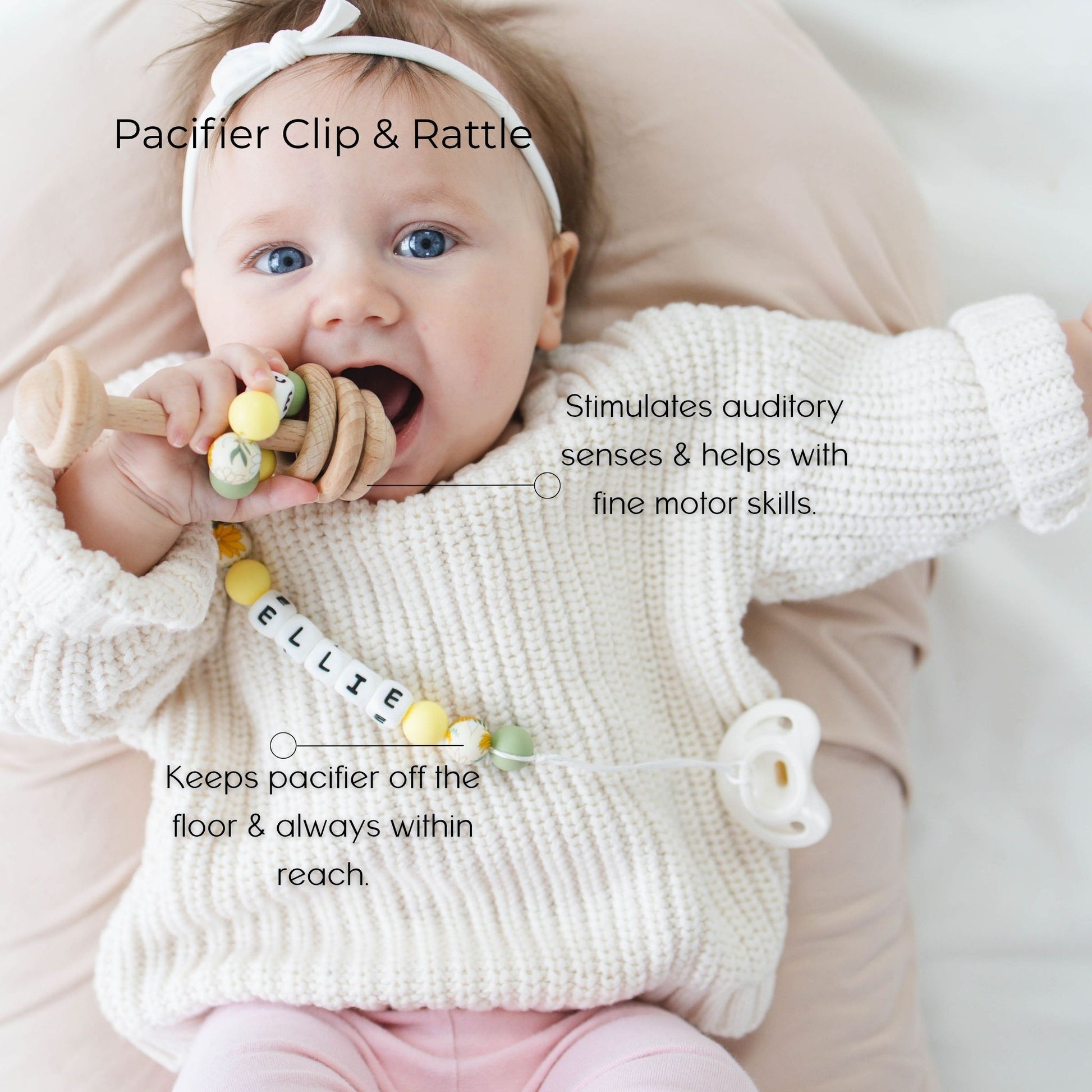 Heirloom Baby Gift Set – Pacifier Clip, Bunny Lovey, Rattle & Mini Blanket - itty Bitty Keepsake