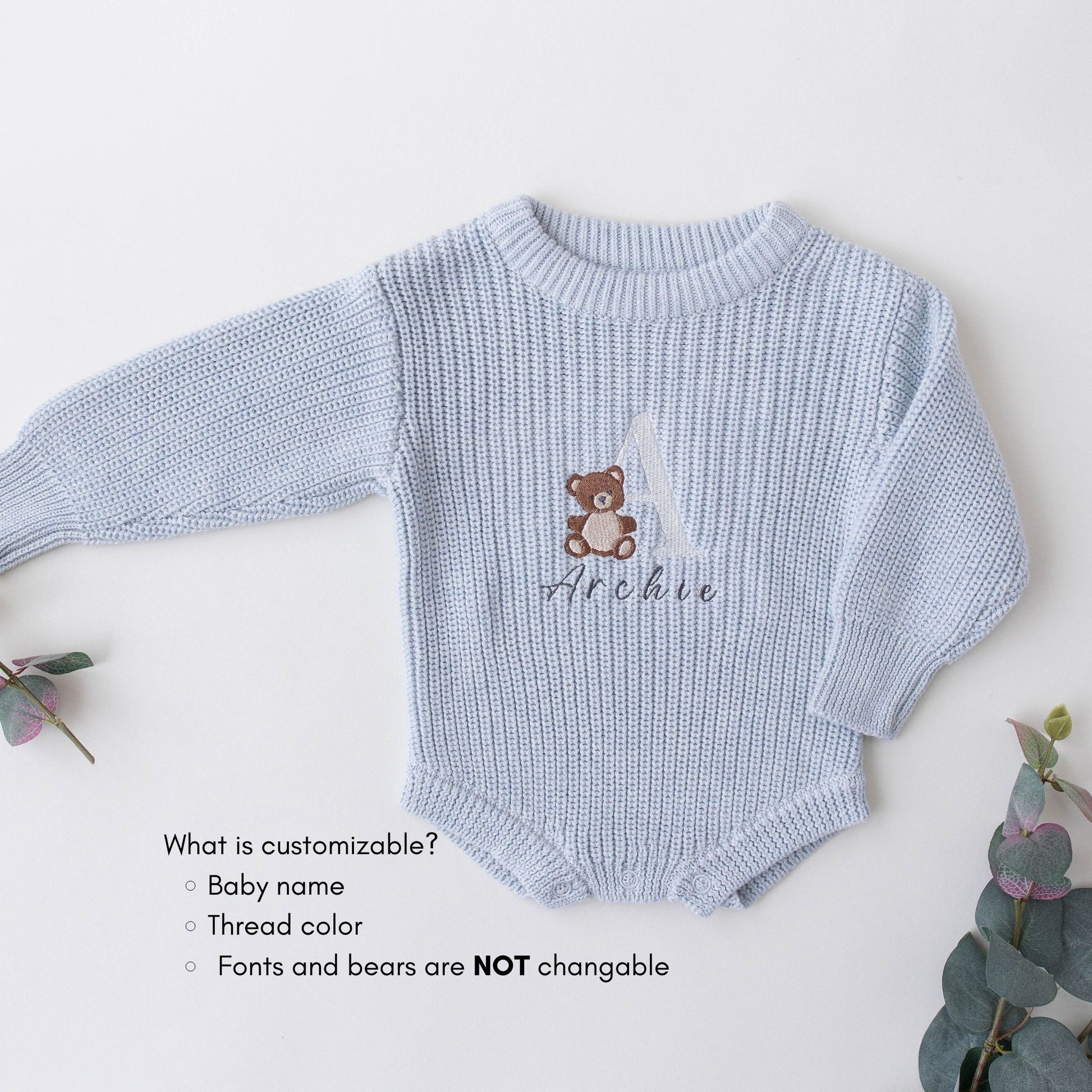 Heirloom 100% Cotton Bear Romper - Blue