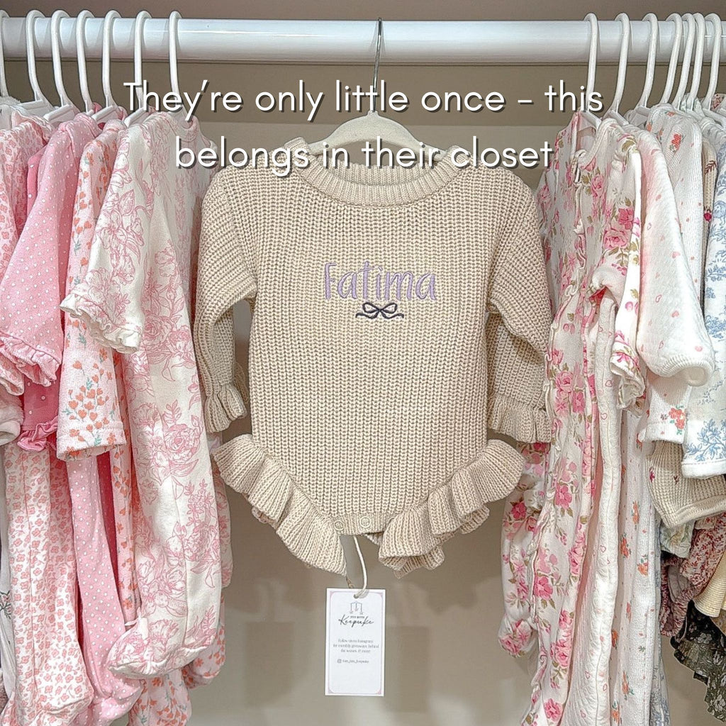 Heirloom 100% Cotton Bow Romper - Beige