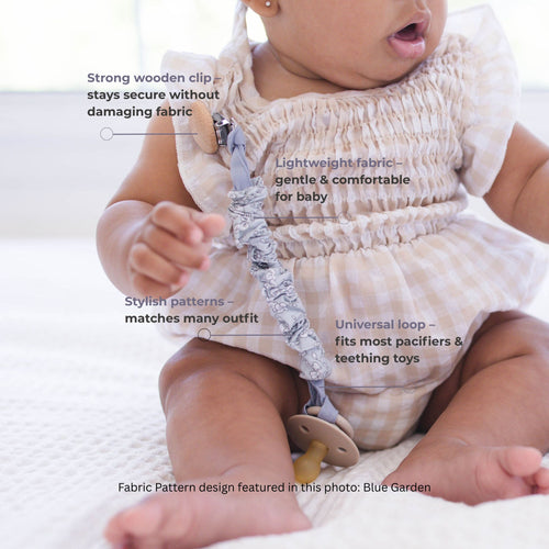 Golden Meadow Fabric Pacifier Clip - 7 avilable colors - itty Bitty Keepsake