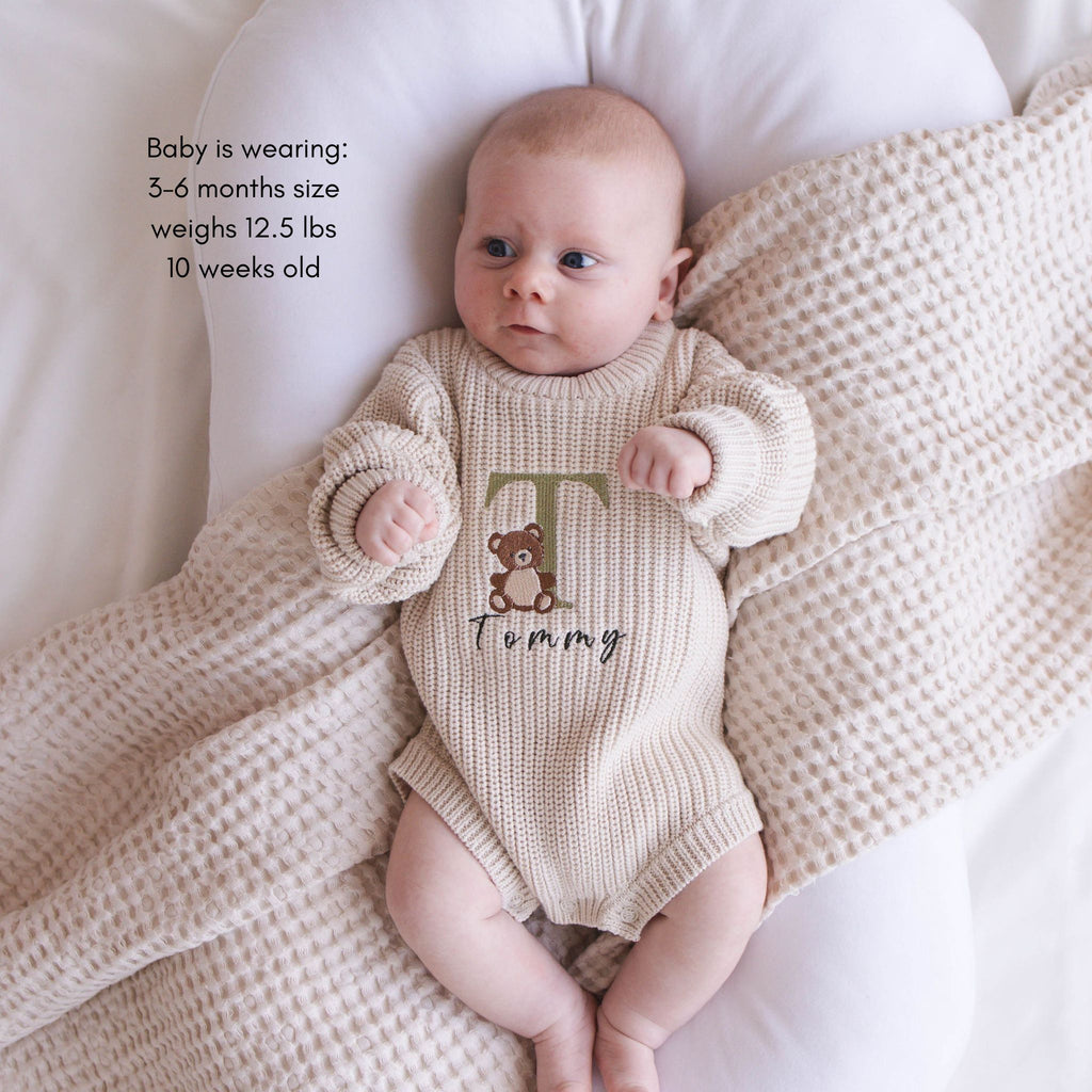 Heirloom 100% Cotton Bear Romper - Beige