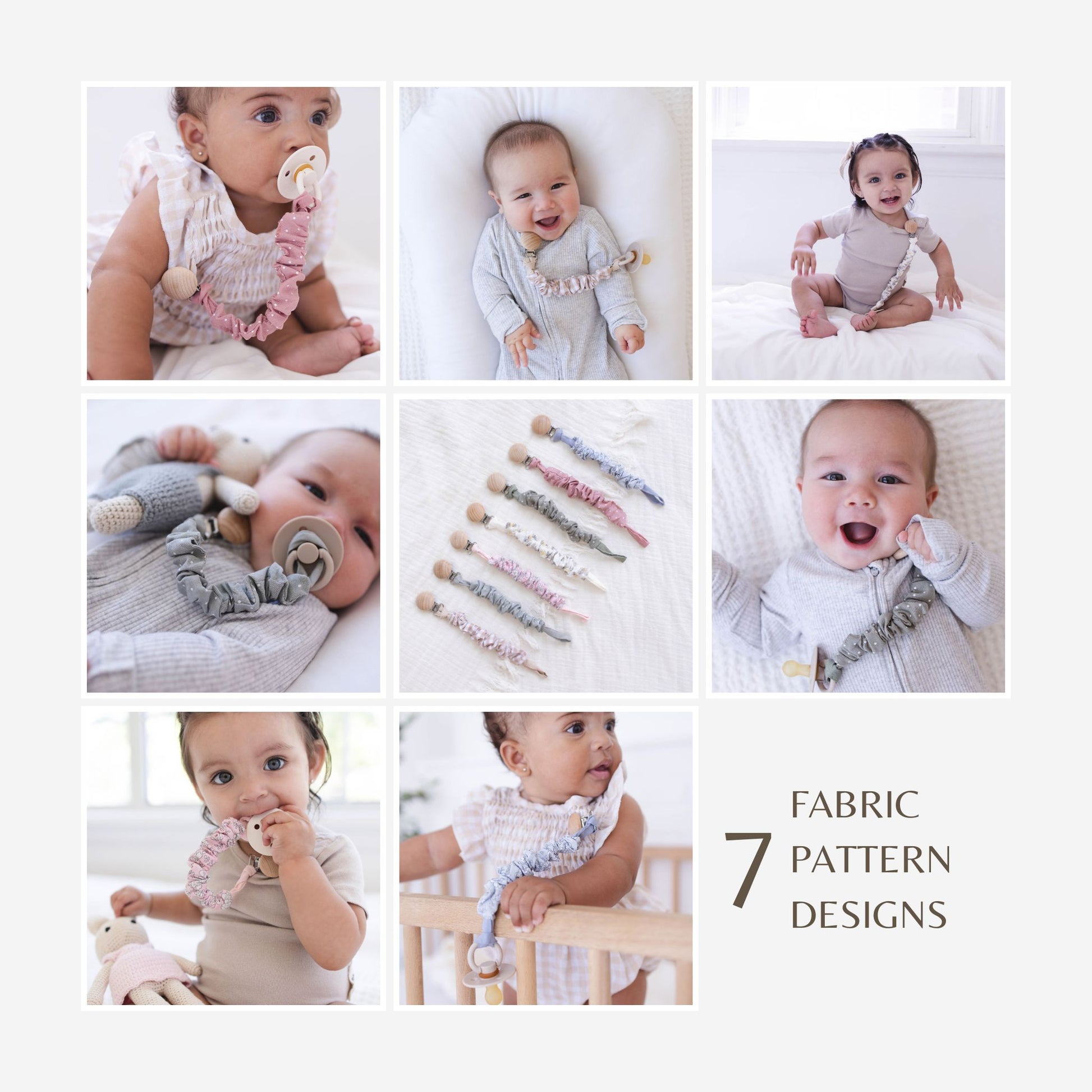 Golden Meadow Fabric Pacifier Clip - 7 avilable colors - itty Bitty Keepsake