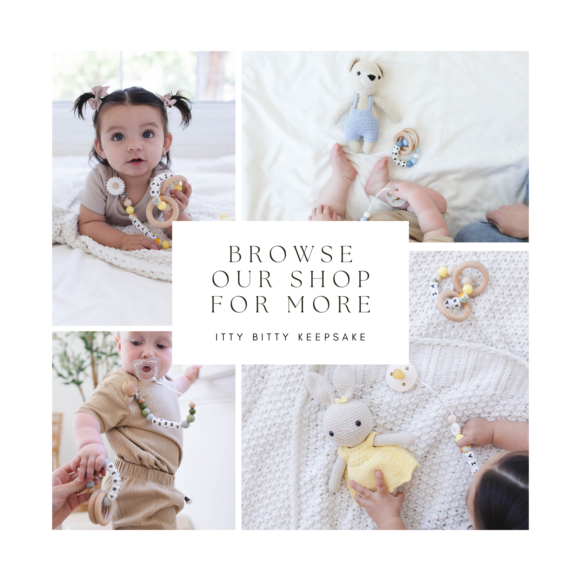 Golden Meadow Fabric Pacifier Clip - 7 avilable colors - itty Bitty Keepsake