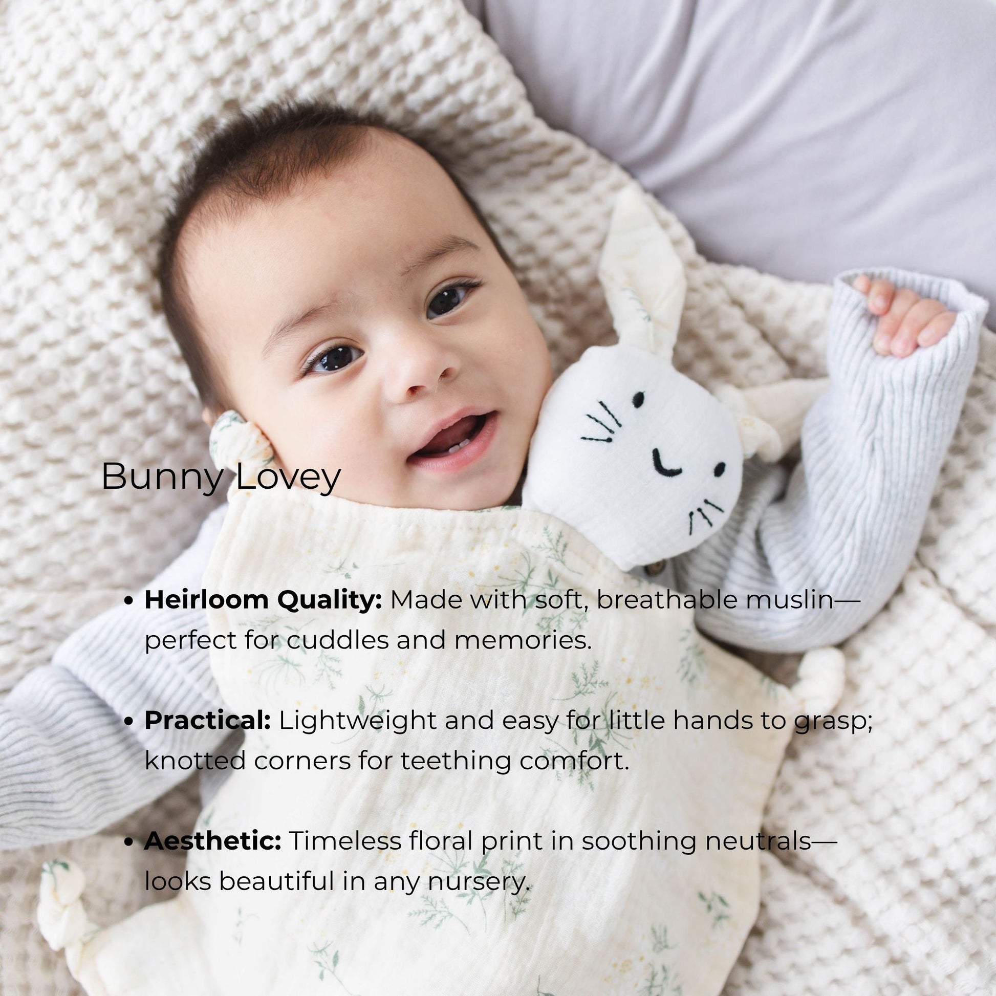 Heirloom Baby Gift Set – Pacifier Clip, Bunny Lovey, Rattle & Mini Blanket - itty Bitty Keepsake