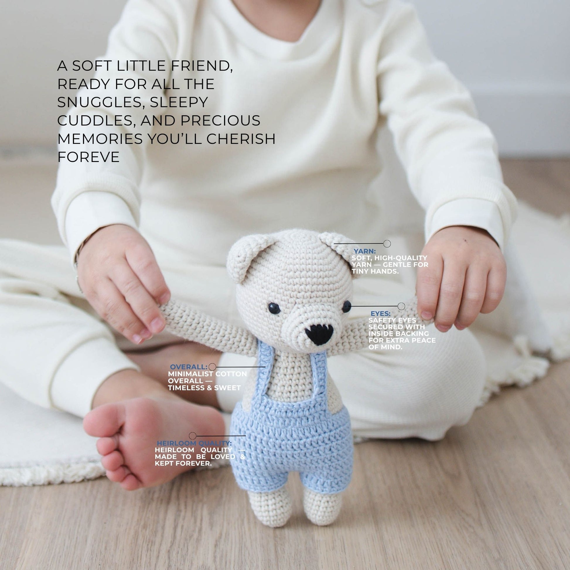 Handmade Heirloom Crochet Bear - itty Bitty Keepsake