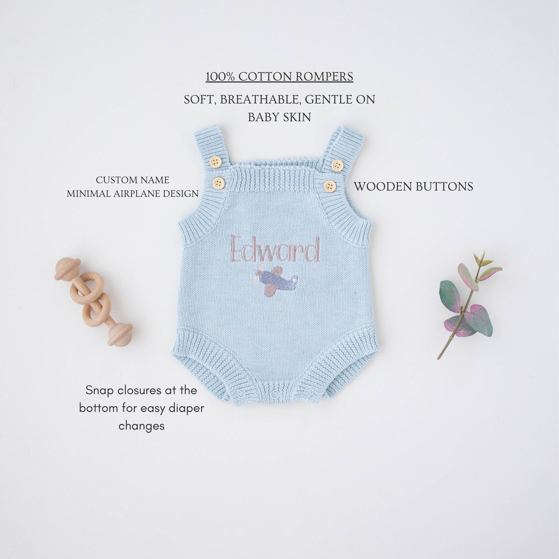 Heirloom 100% Cotton Airplane Romper - itty Bitty Keepsake
