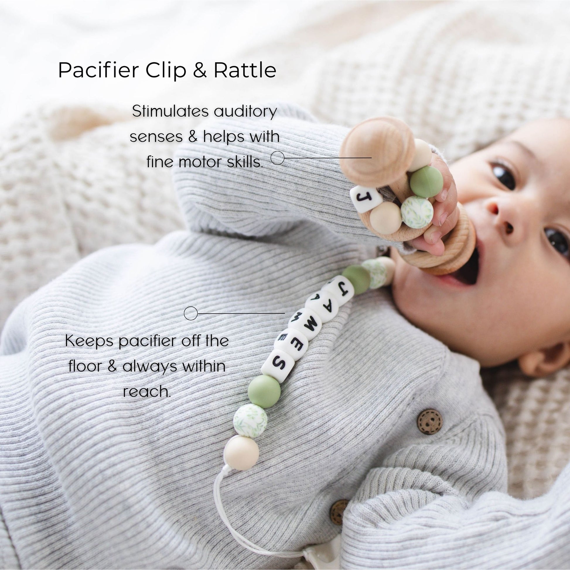 Heirloom Baby Gift Set – Pacifier Clip, Bunny Lovey, Rattle & Mini Blanket - itty Bitty Keepsake