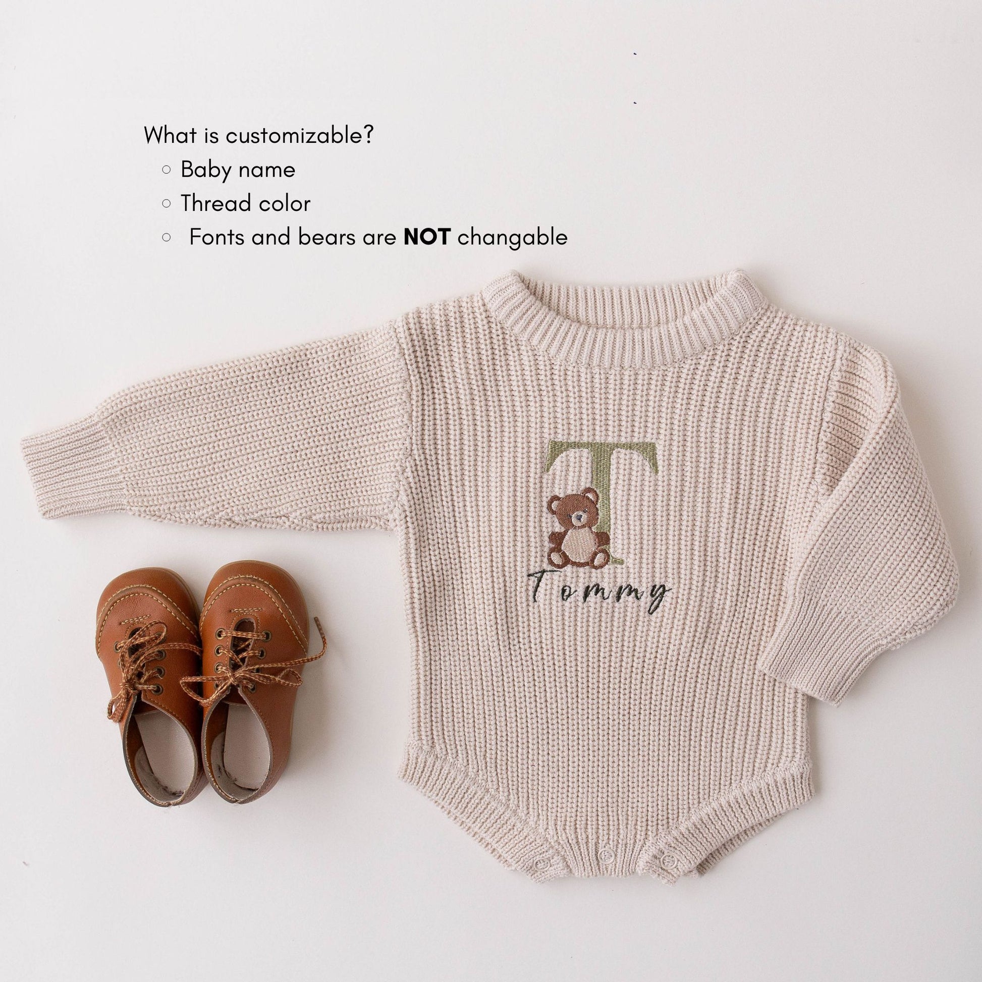 Heirloom 100% Cotton Bear Romper - Beige