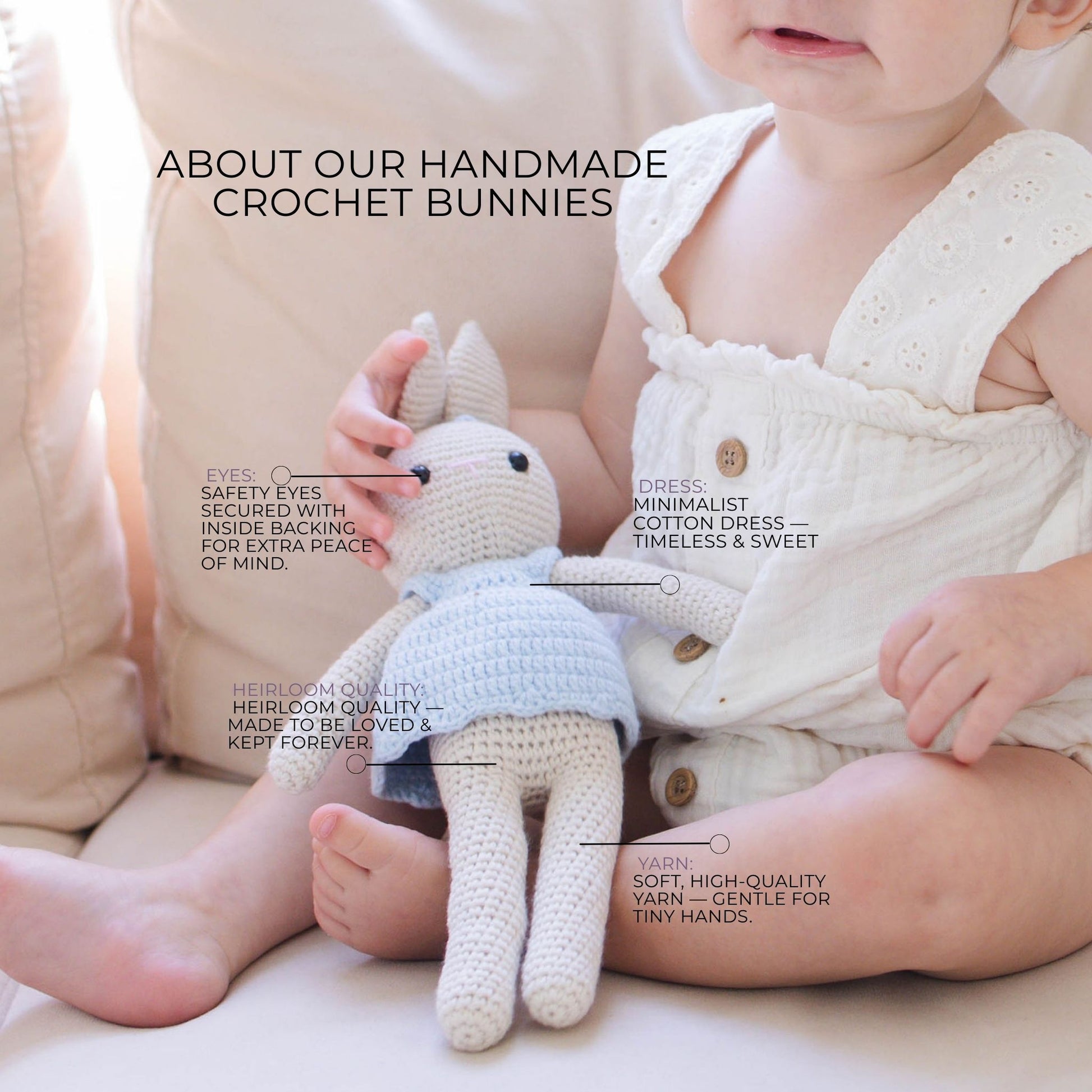Personalized Pacifier Clip & Wooden Rattle Set with Light Blue Crochet Bunny – Custom Baby Shower Gift, Newborn Girl Keepsake - itty Bitty Keepsake