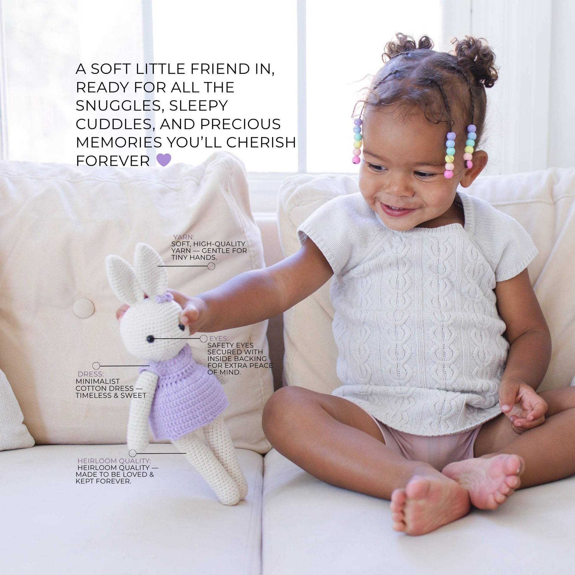 Handmade Heirloom Crochet Bunny - itty Bitty Keepsake
