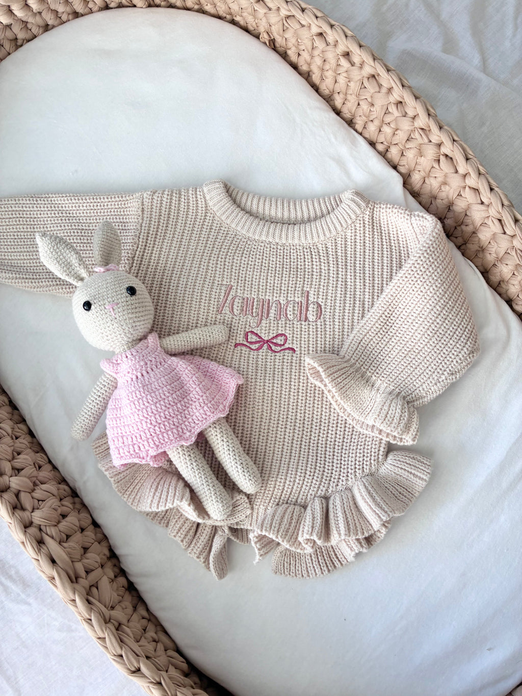 Heirloom 100% Cotton Bow Romper - Beige - itty Bitty Keepsake