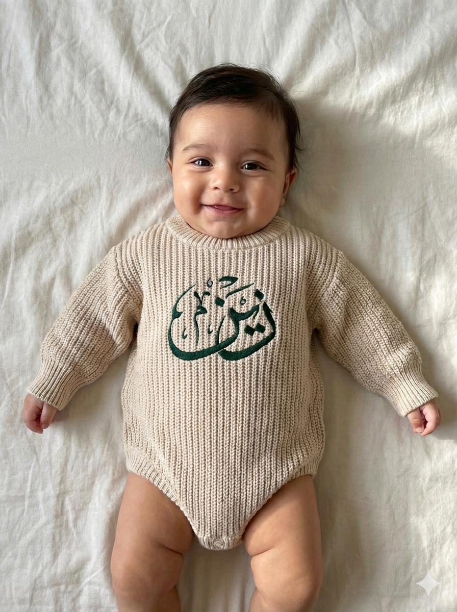 Personalized Arabic 100% Cotton Romper - itty Bitty Keepsake