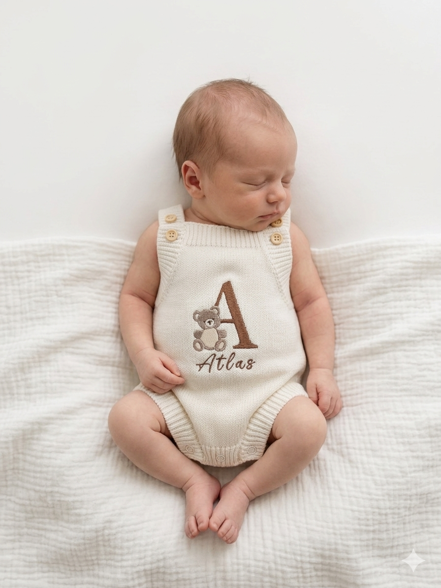Heirloom 100% Cotton Bear Romper