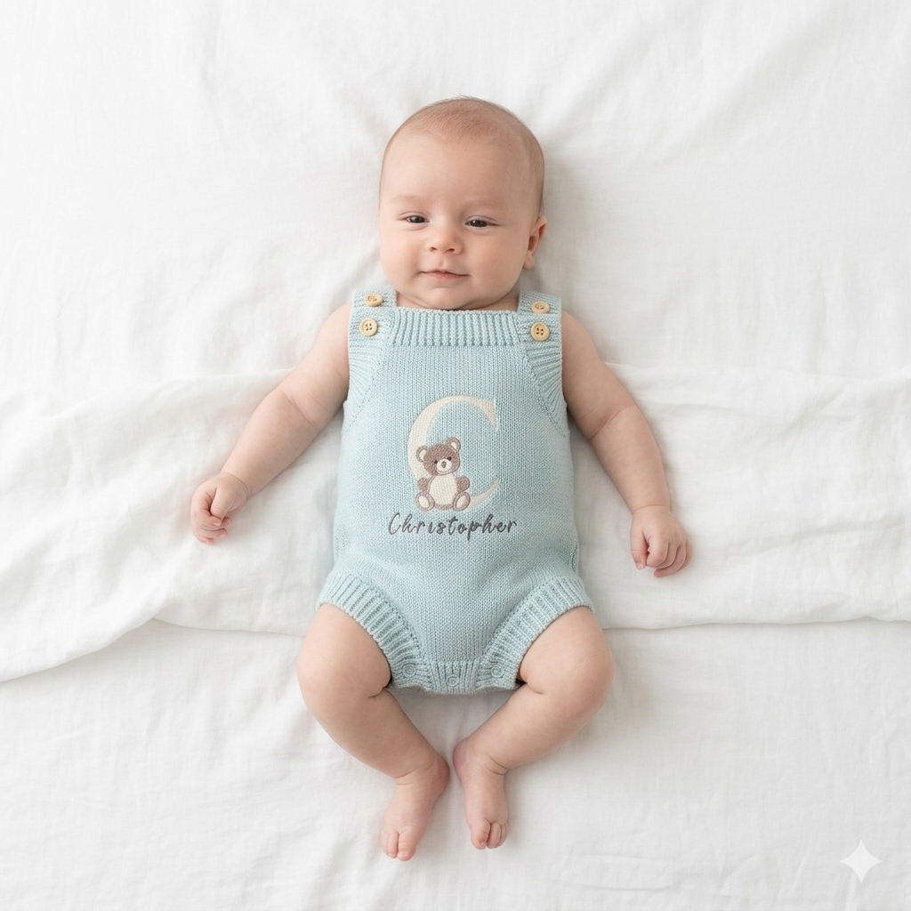 Heirloom 100% Cotton Bear Romper - itty Bitty Keepsake