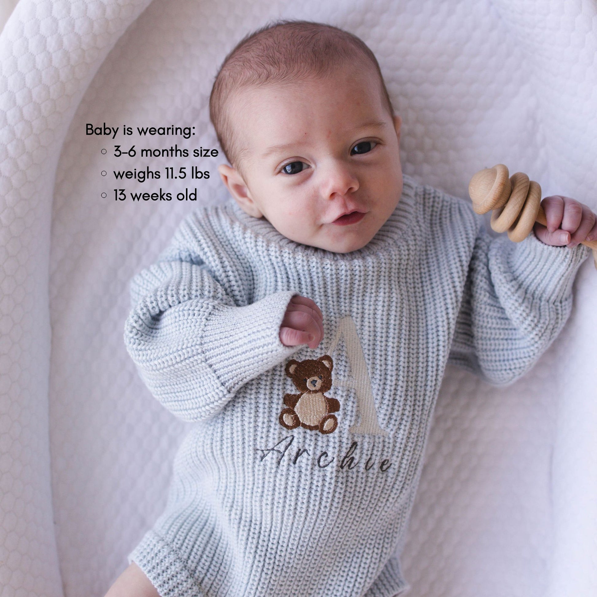 Heirloom 100% Cotton Bear Romper - Blue