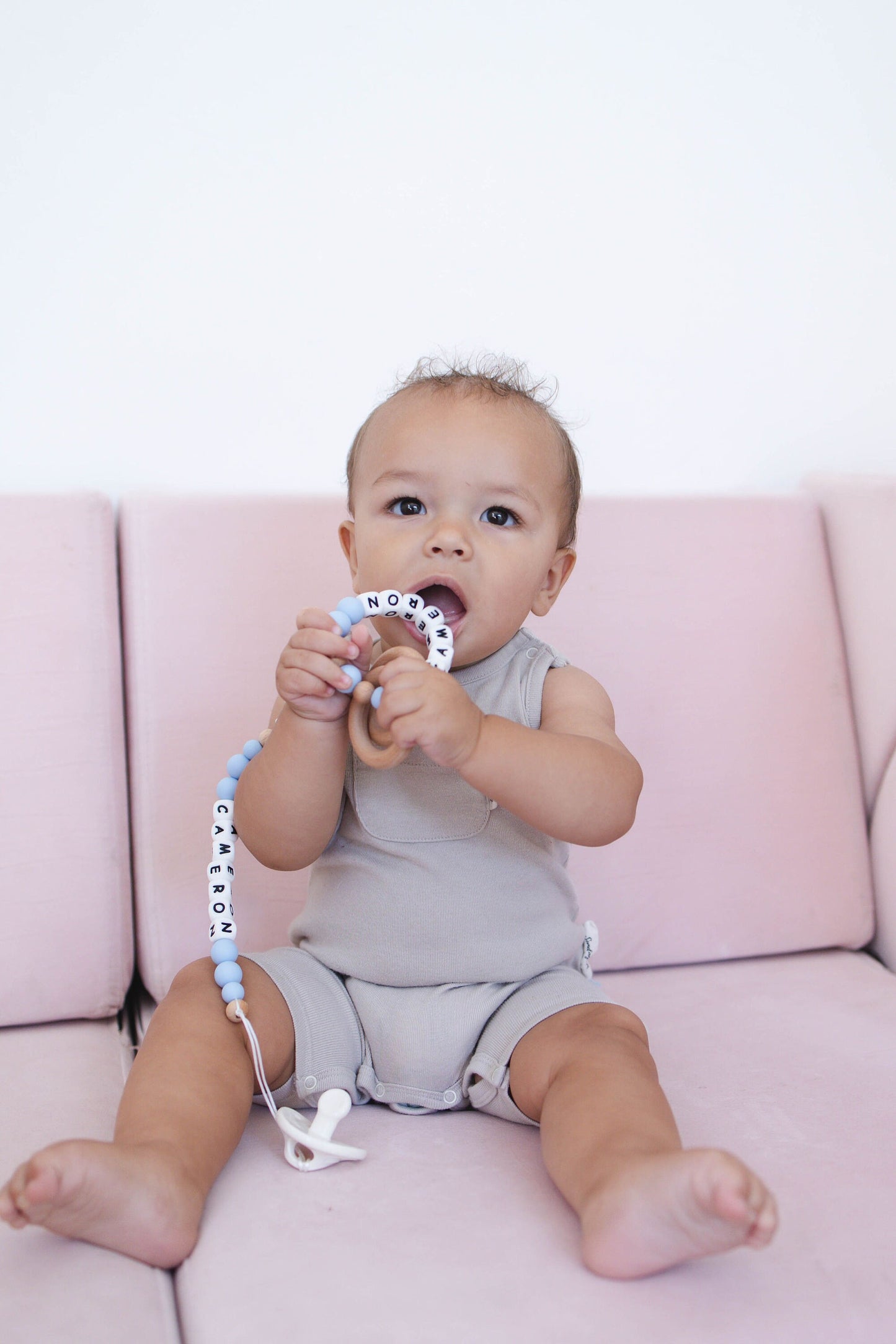 Personalized Pacifier Clip with Matching Rattle