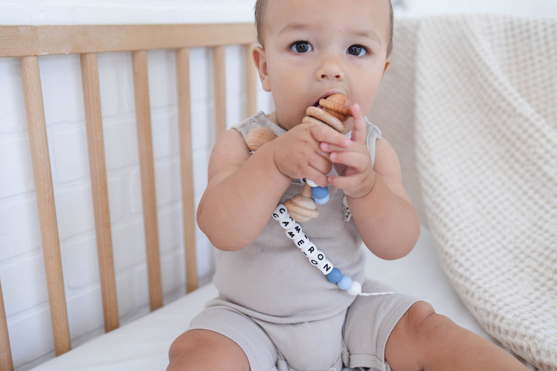 Personalized Pacifier Clip with Matching Rattle