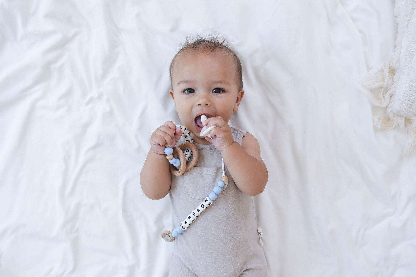 Personalized Pacifier Clip with Matching Rattle