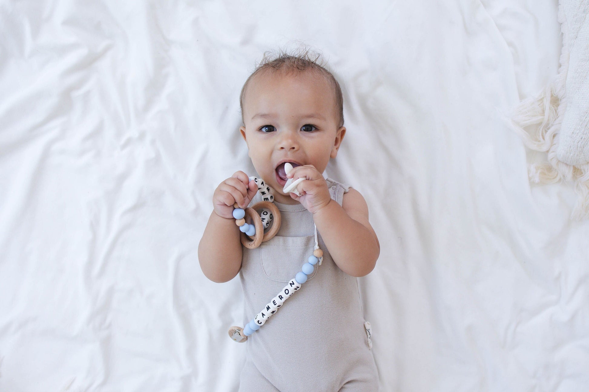 Personalized Pacifier Clip with Matching Rattle