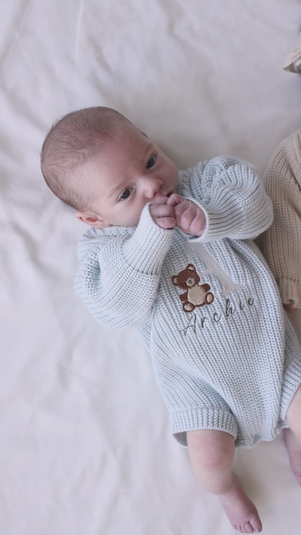 Heirloom 100% Cotton Bear Romper - Blue