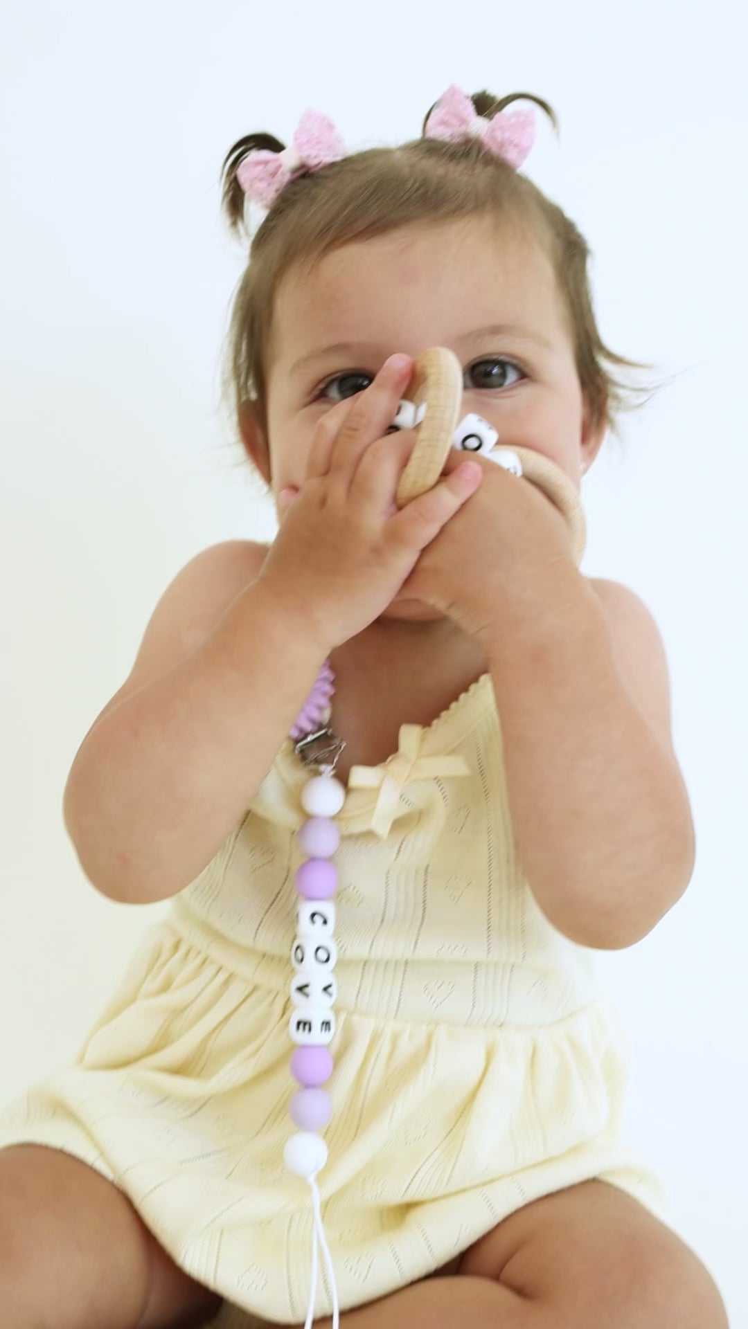 Purple flower Pacifier Clip & Matching Rattle
