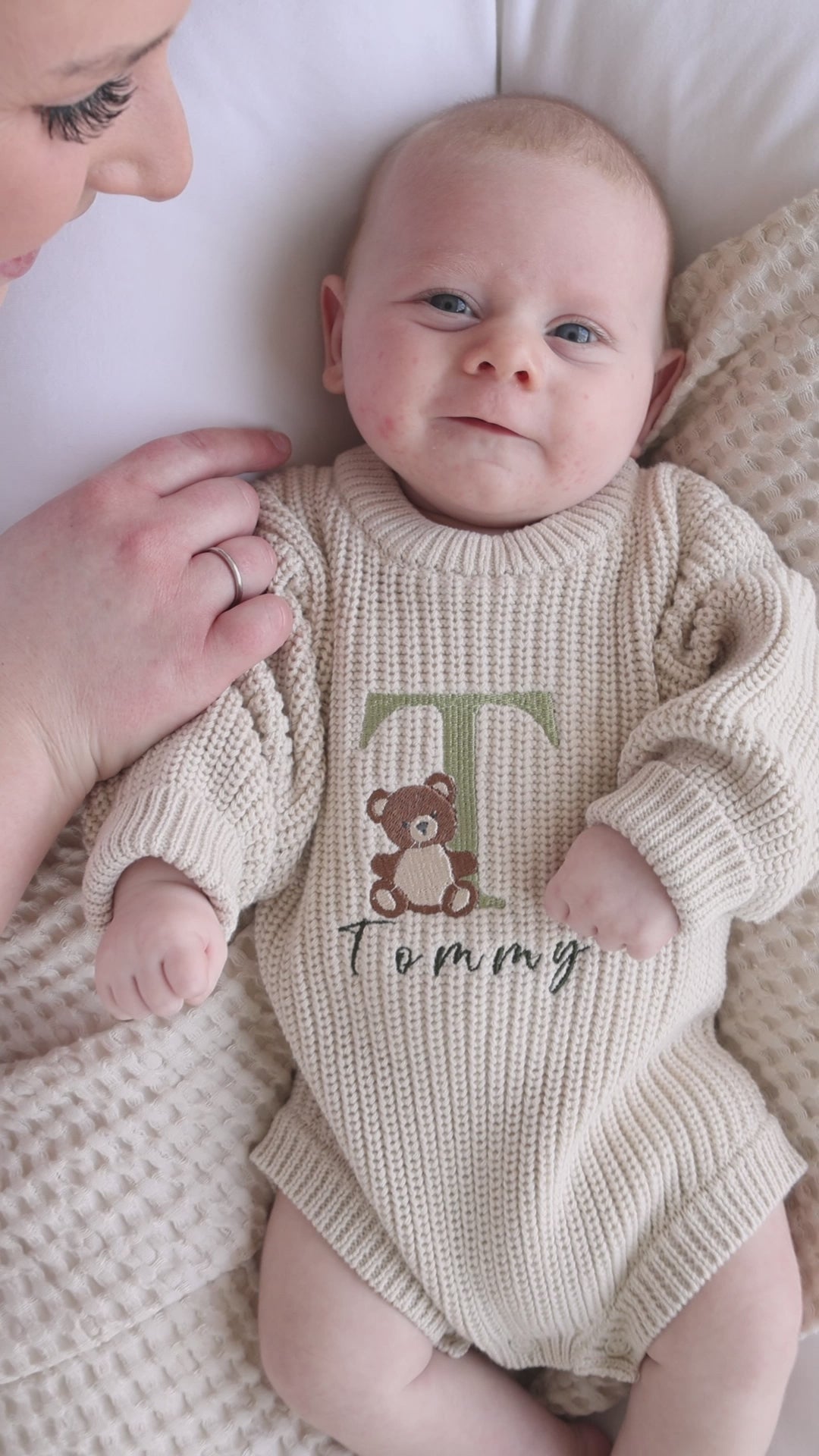 Heirloom 100% Cotton Bear Romper - Beige