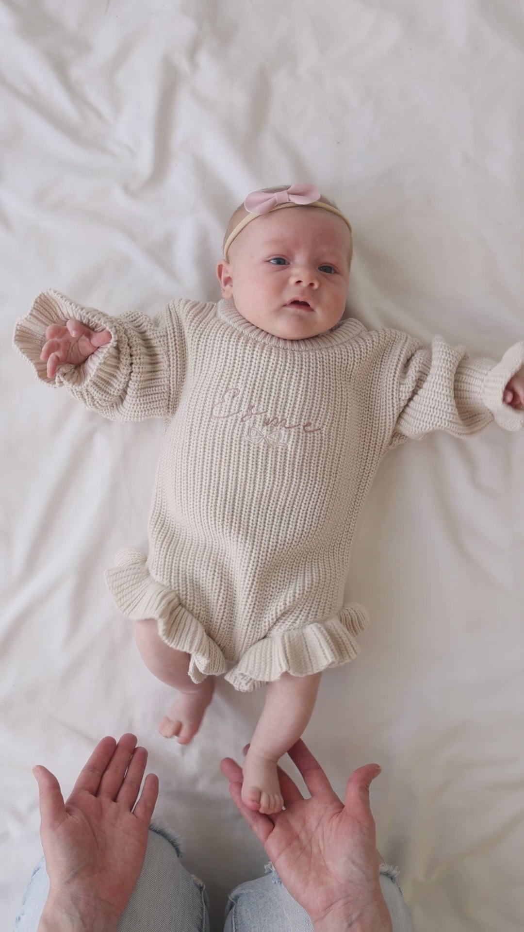 Heirloom 100% Cotton Bow Romper - Beige